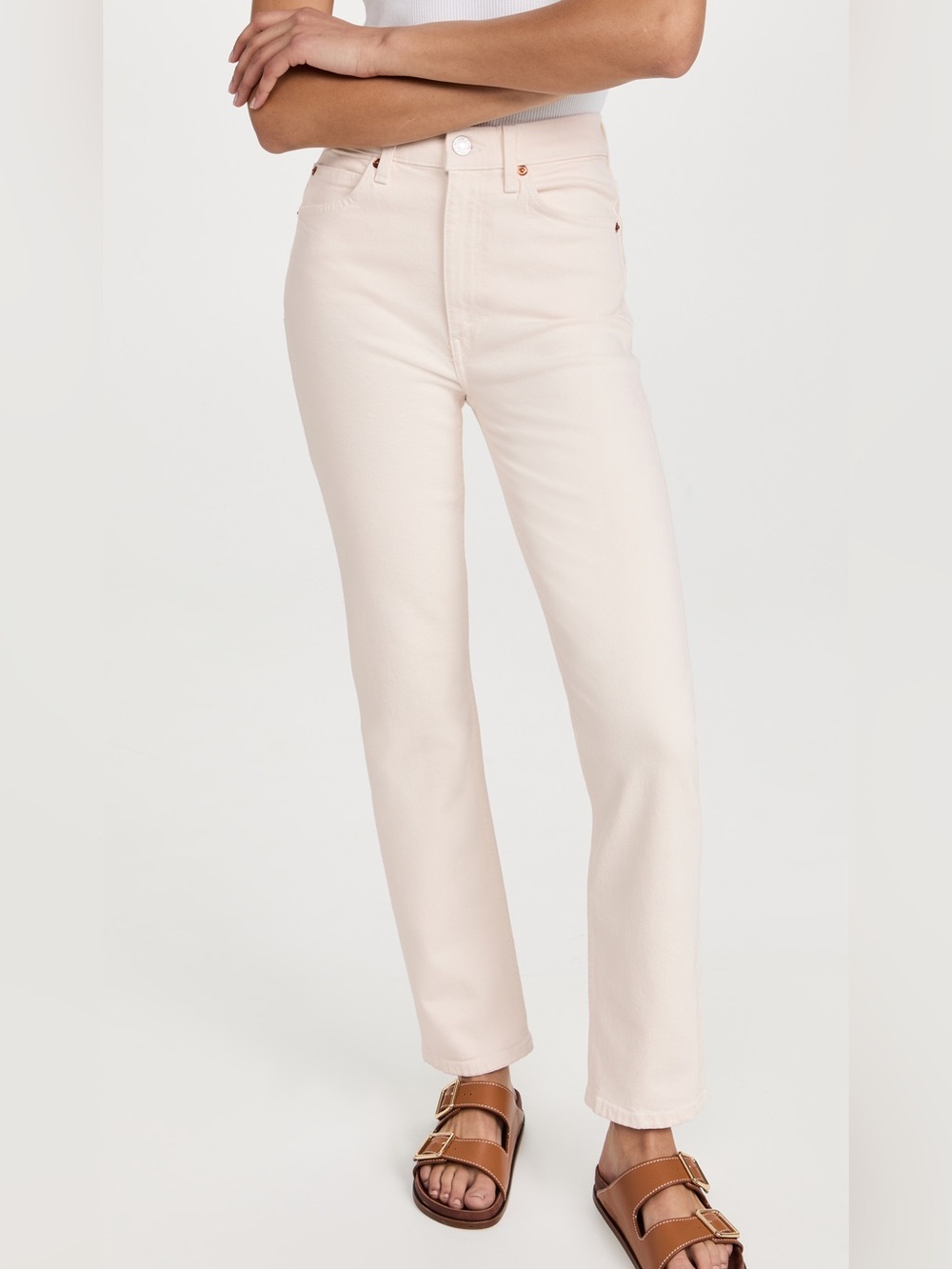 RE/DONE Cream High-Rise Denim Jeans